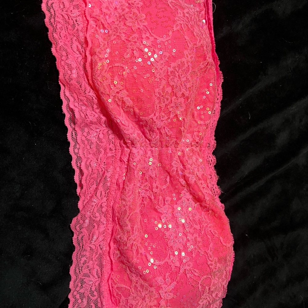 Pink Lace Sequin Bralette - vintage vanity